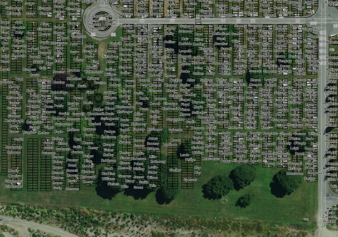 Free Ground area includes Pauper Graves at timaru Cemetery
