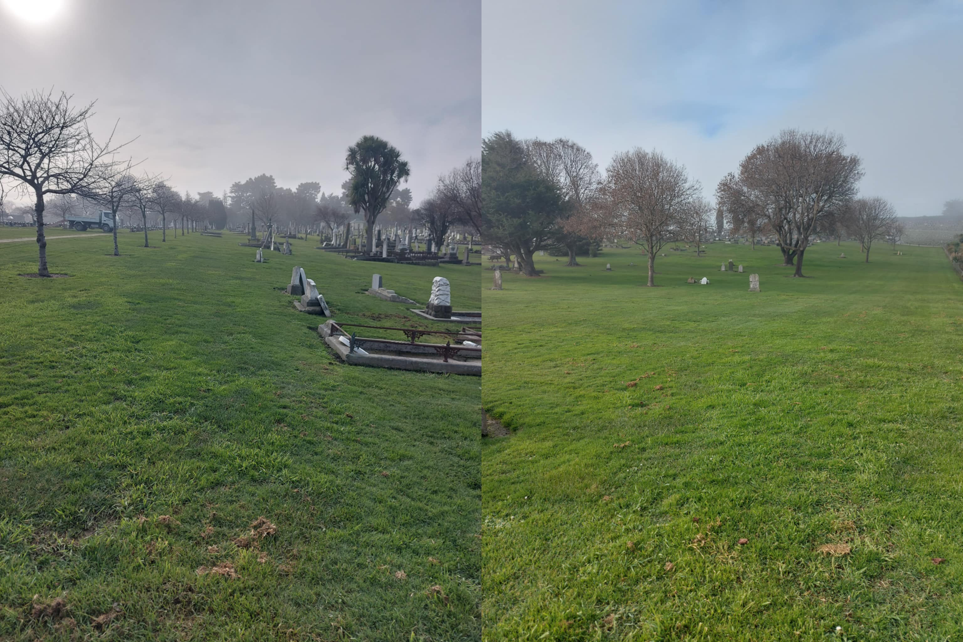 Looking out North and the East to the area where people rest in government funded burials