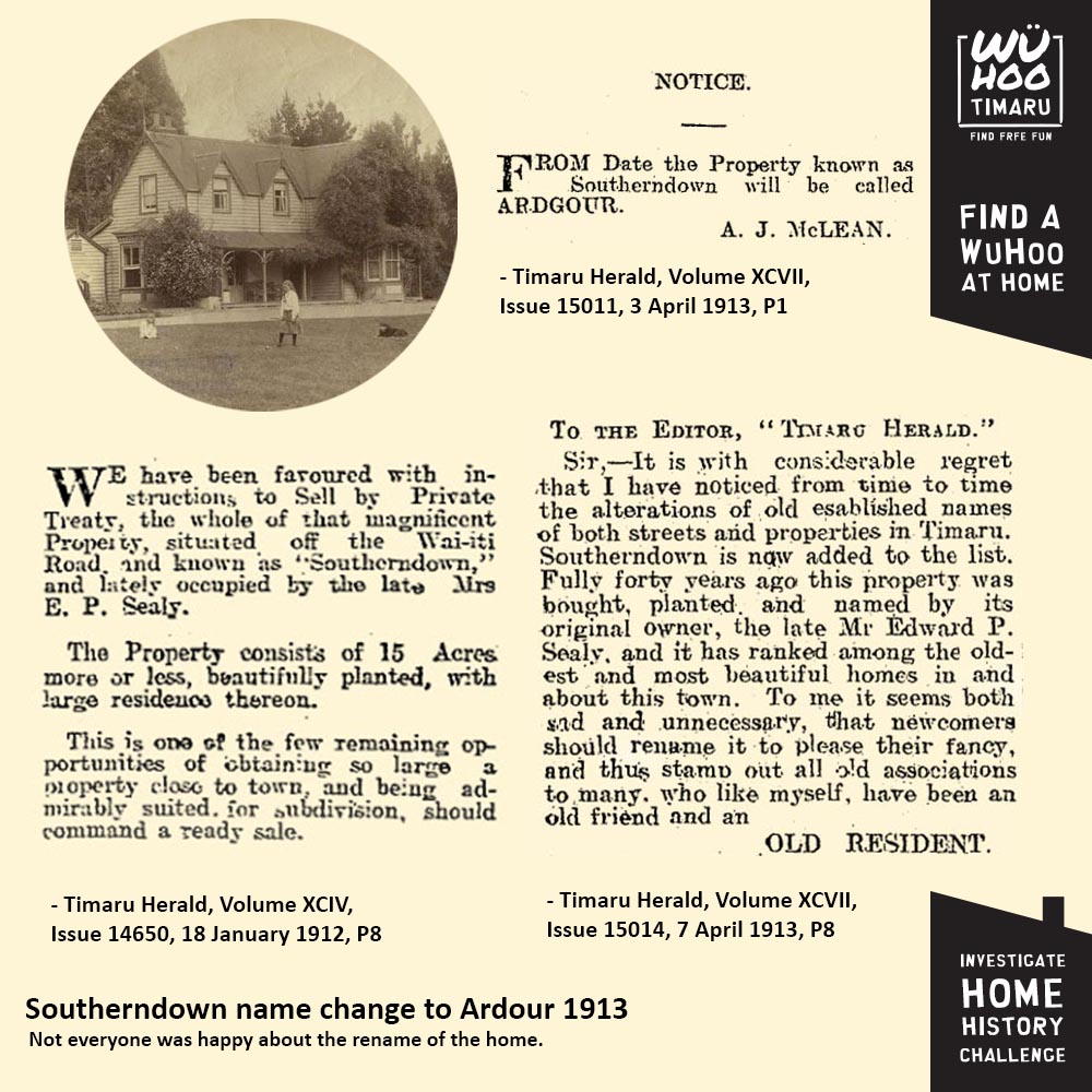 WuHoo InvestigateYourHomeChallenge Southerndown_name_change_to_Ardour_1913