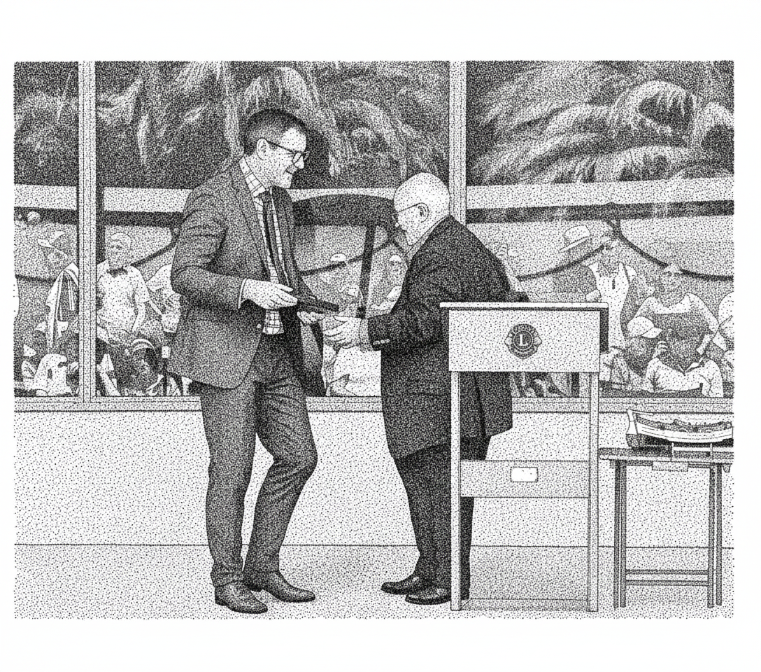 Mayor Nigel Bowen with Russell Cowels