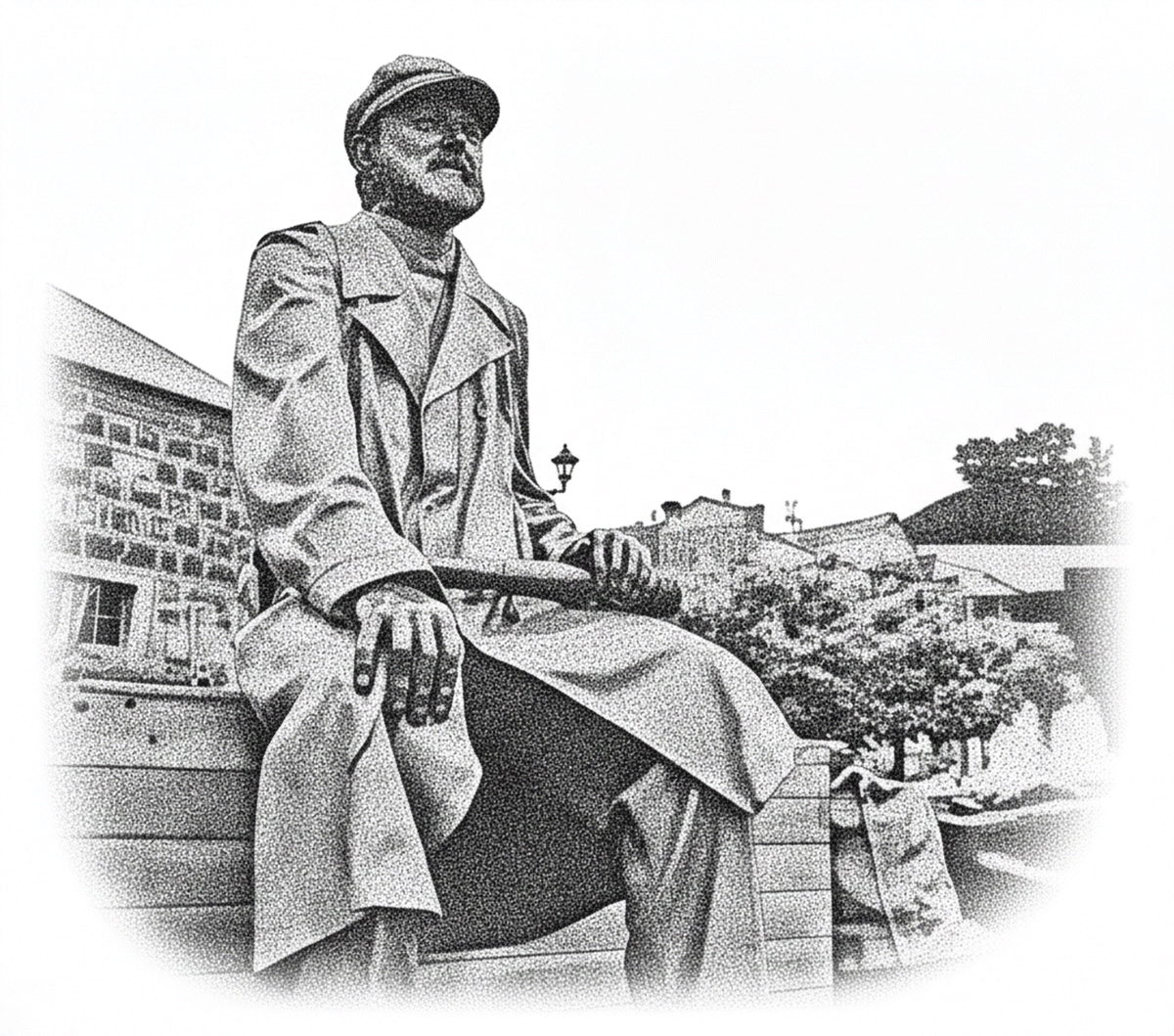 Statue of Captain Henry Cain at the Timaru Landing Service Building on George Street