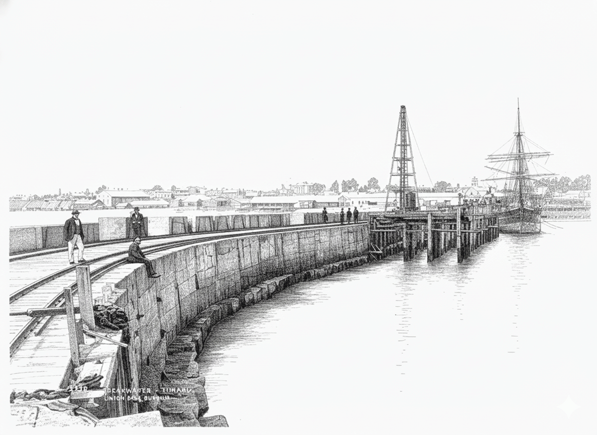 The breakwater helped to reduce shipwrecks and loss of life Te Papa