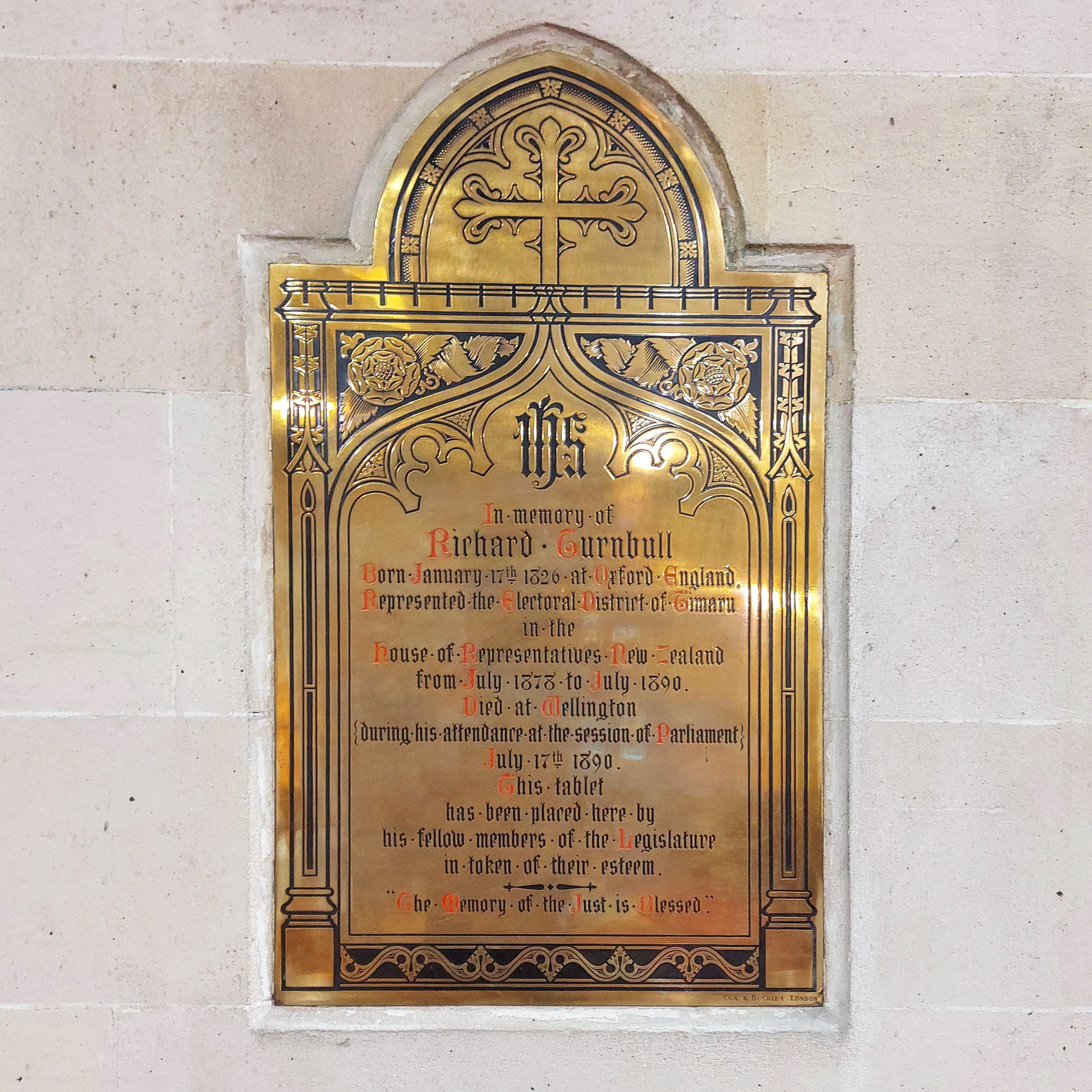 Turnbull plaque at St Marys Anglican Church in Timaru Photos Roselyn Fauth
