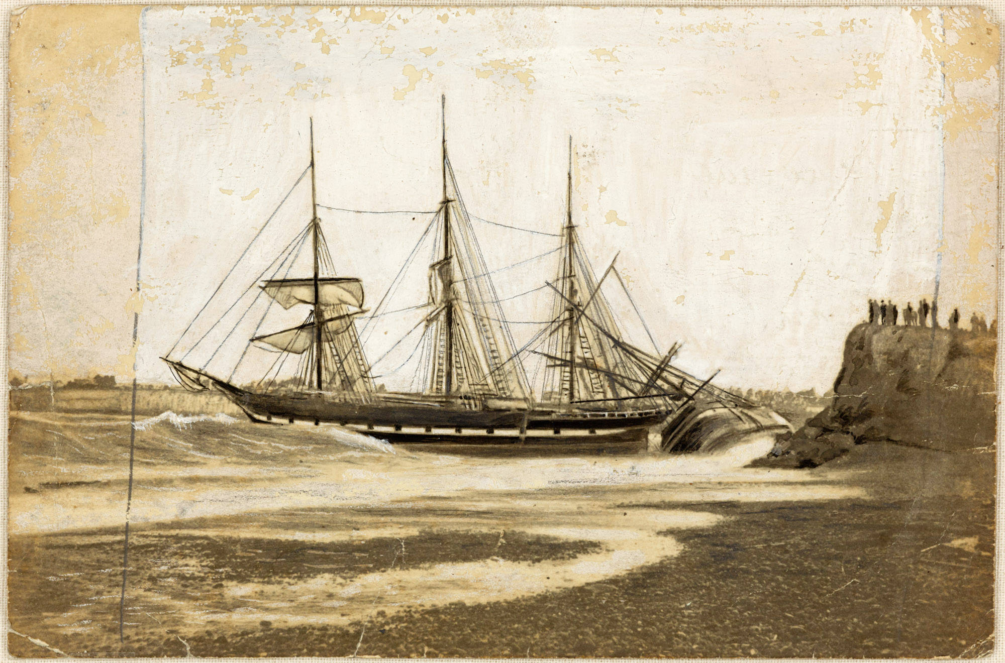 Wreck of the City of Perth and Benvenue Timaru 1882s Auckland Libraries 2553 310203 full