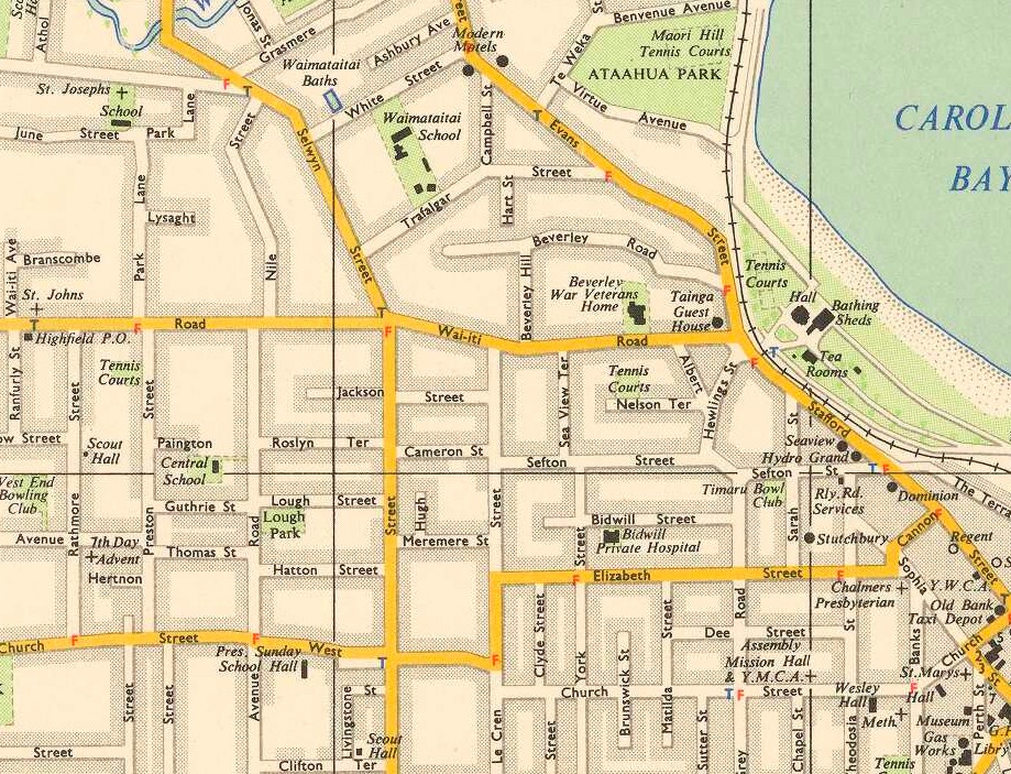 Bidwill Hospital 1953 Map of Timaru Electronic reproduction of Land Information New Zealand original University of Auckland 2013