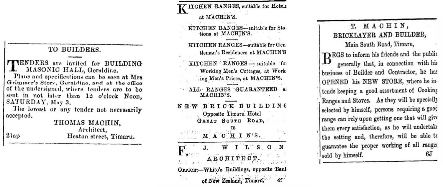 Machin Advert Timaru Heral 29 June 1876 Great South Road