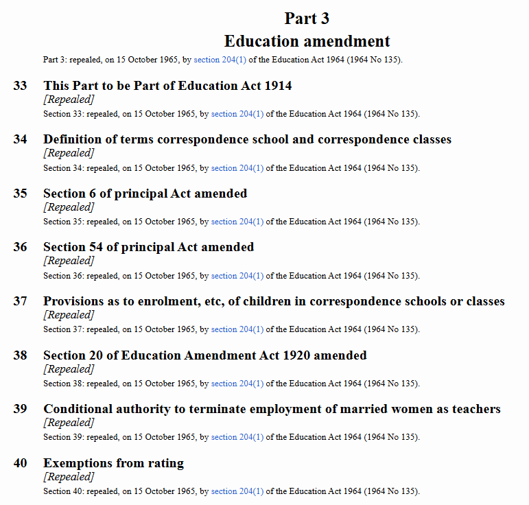 Part 3 Education amendment repealed 15 Oct 1965 by section 204 1 of the Education Act 1964 No 135