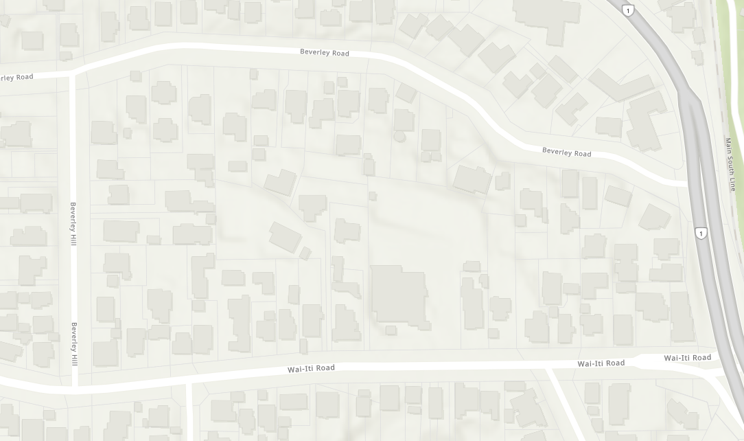 Retrolens map of lower Waiiti Rd timaru