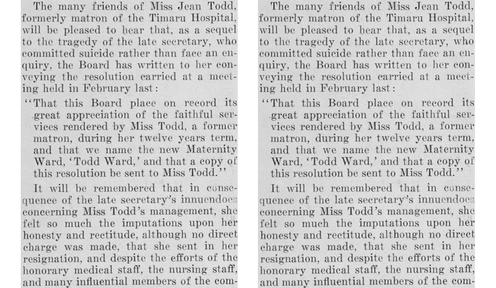 Timaru Hospital Jean Todd 1 April 1925 P56