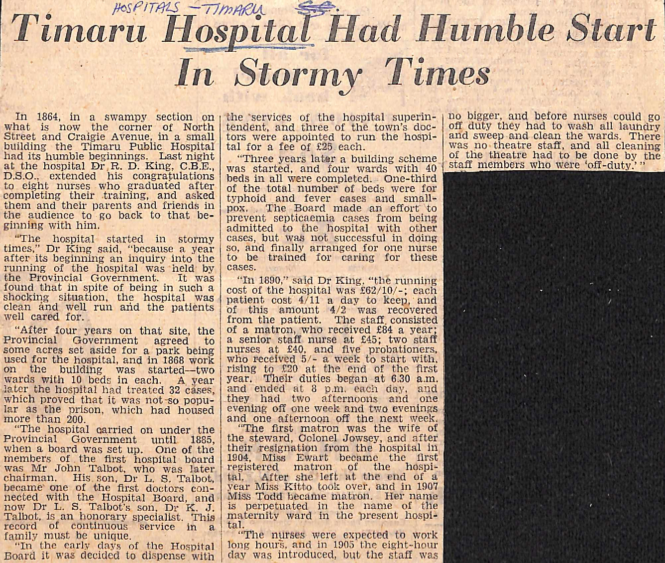 Timaru Hospital Had Humble Start In Stormy Times 1960s. Aoraki Heritage Collection accessed 15062025 00001 19 32