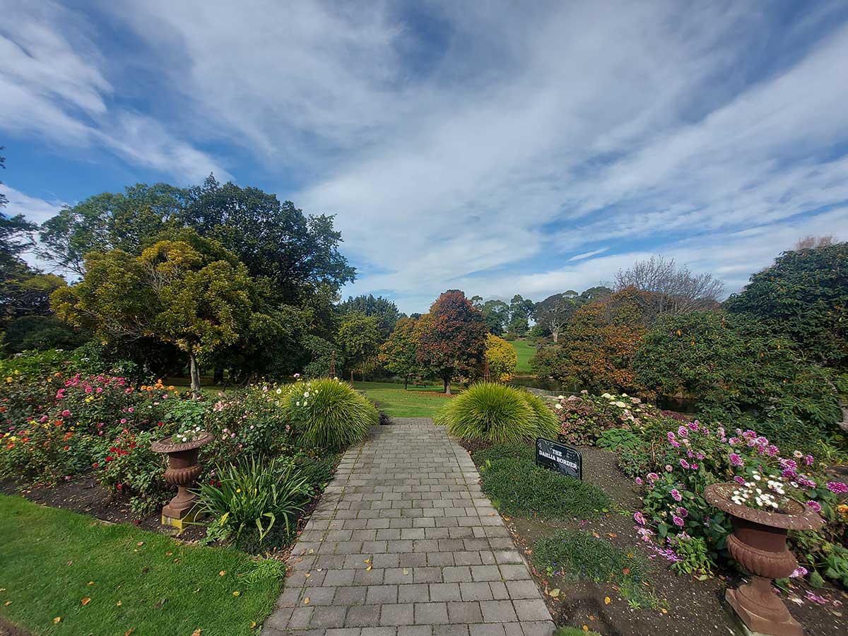Timaru Botanic Gardens view to the south over the duck pond 2026