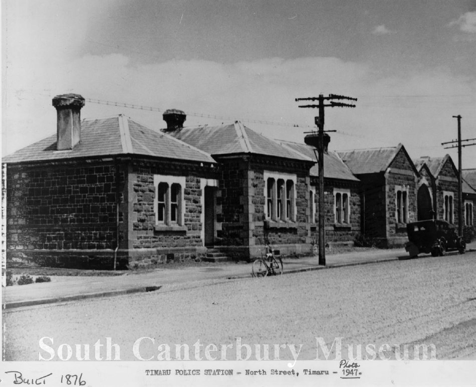 The bluestone Police Station on North St Timaru in 1947 South Canterbury Museum 2637