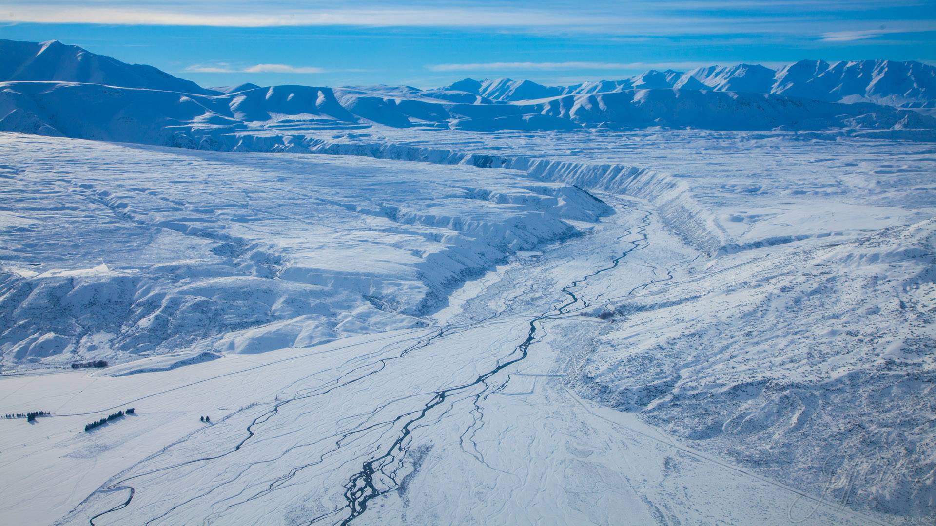 View of the Potts River from above the Rangitata River Photography By Geoff Cloake June 2013 copyright