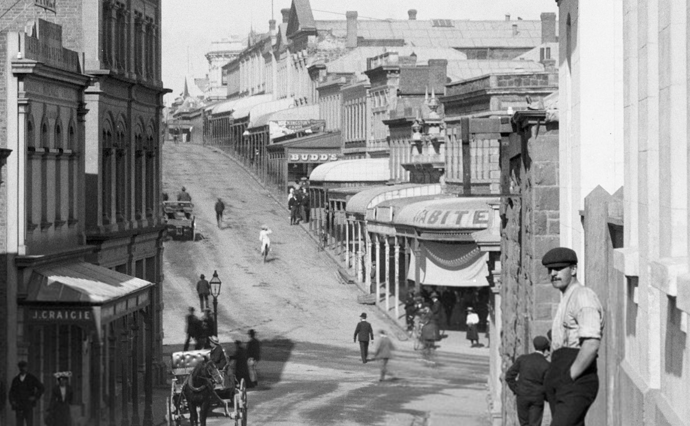 Section of a photo Timaru from Grosvenor Hotel by Muir and Moodie Te Papa C 014406