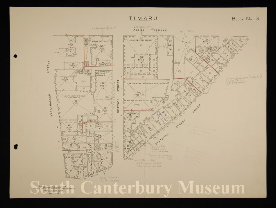 cain Stree Fire and Accident Underwriters Association block plans Timaru township 1959 South Canterbury Museum 200200506b 10